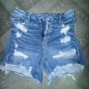 American Eagle Outfitters Blue Distressed Jean Shorts